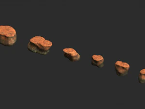 Rocas planas cortas - Polvo rojo Modelo 3D
