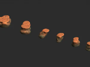 Rocas planas cortas - Polvo rojo Modelo 3D