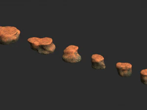 Rocas planas cortas - Polvo rojo Modelo 3D