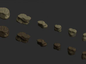Короткі плоскі скелі - бруд 3D Модель