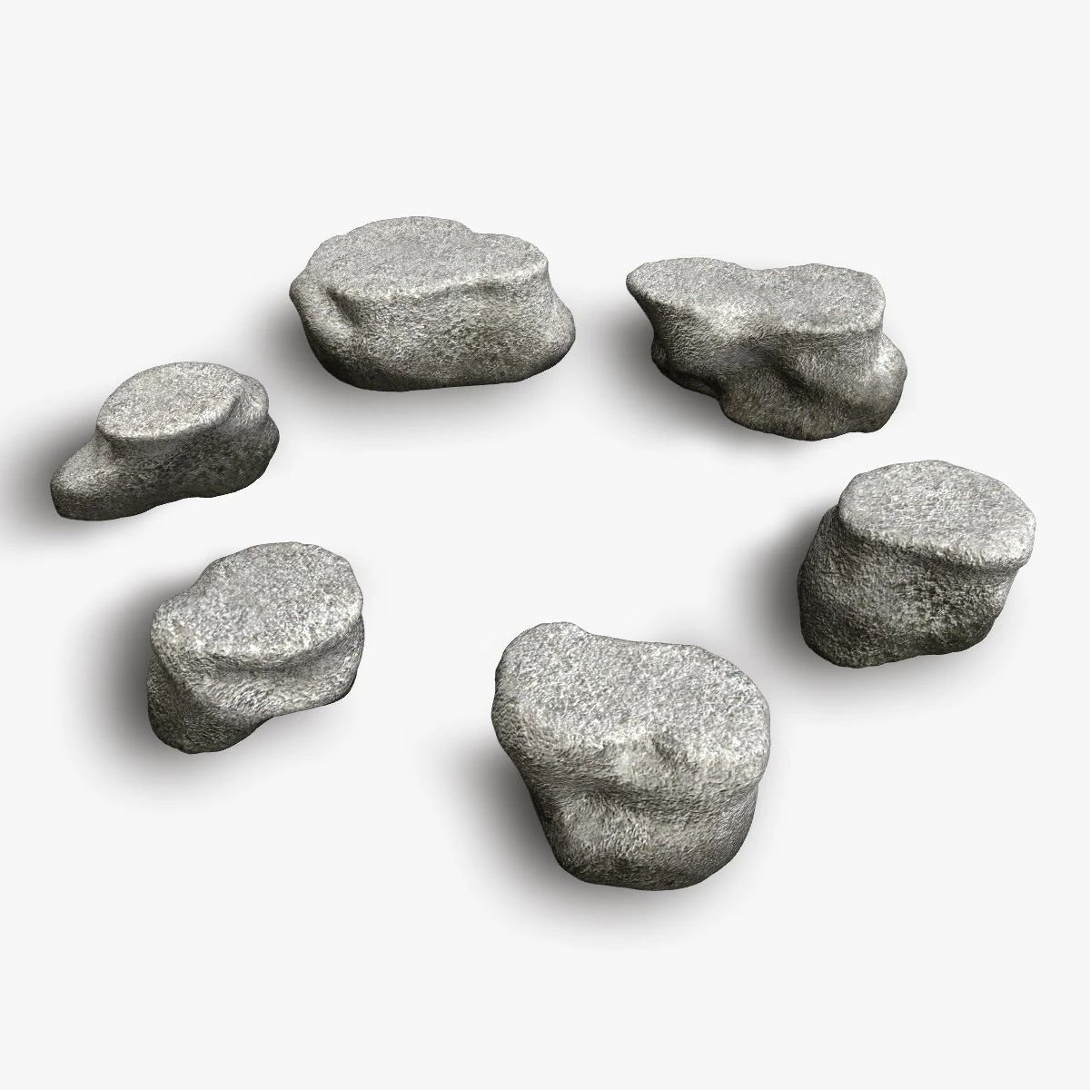 Short Flat Rocks - White 2 3D Model .c4d .max .obj .3ds .fbx .stl .blend