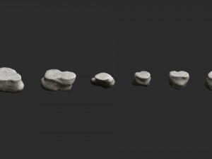 Short Flat Rocks - White 2 3D Модель