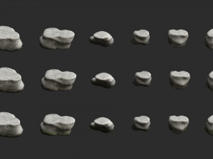 Short Flat Rocks - White 2 3D Модель