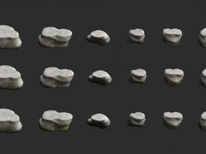 Short Flat Rocks - White 2 3D Model