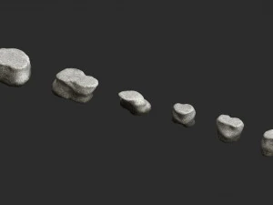 Short Flat Rocks - White 2 3D Model