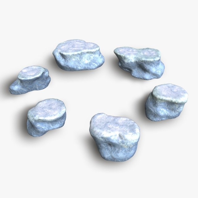 Short Flat Rocks - Ice Modelo 3D .c4d .max .obj .3ds .fbx .stl .blend 