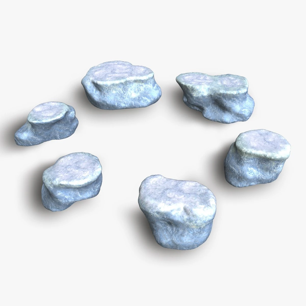 Short Flat Rocks - Ice 3D Model .c4d .max .obj .3ds .fbx .stl .blend