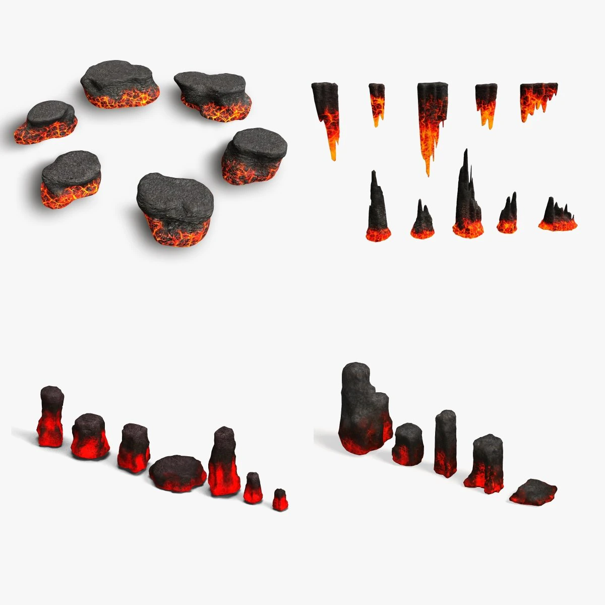 Lava Rocks Combo 3D Model .c4d .max .obj .3ds .fbx .stl .blend