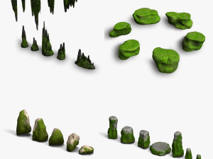 Moss Rocks Combo 3D Model
