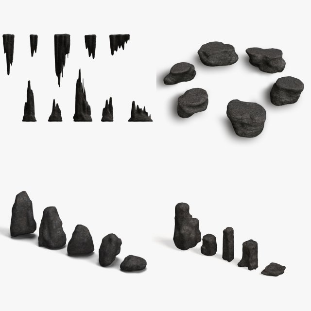 Base Rocks Combo 3D 모델 .c4d .max .obj .3ds .fbx .stl .blend 