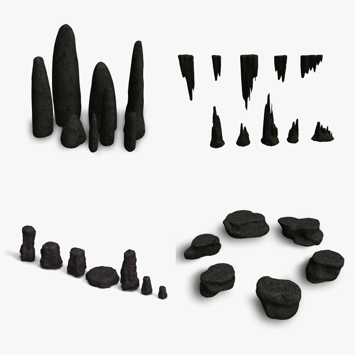 Cave Rocks Combo 3D Model .c4d .max .obj .3ds .fbx .stl .blend 