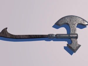 orta&ccedil;ağ baltası d&uuml;ş&uuml;k poli 3D Model