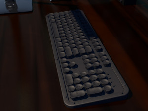 table with computer and accessories low-poly 3D Model