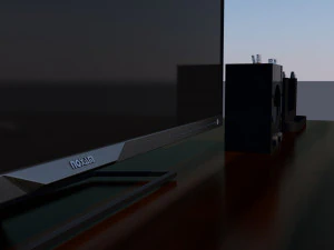 table with computer and accessories low-poly 3D Model