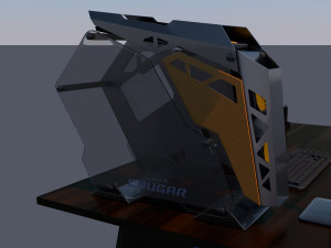 table with computer and accessories low-poly 3D Model