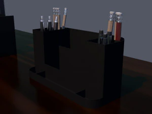 table with computer and accessories low-poly 3D Model