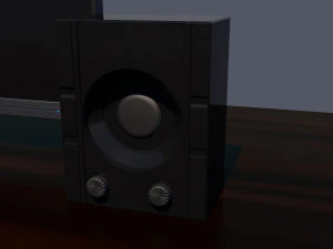 table with computer and accessories low-poly 3D Model