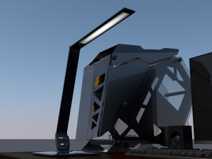 table with computer and accessories low-poly 3D Model
