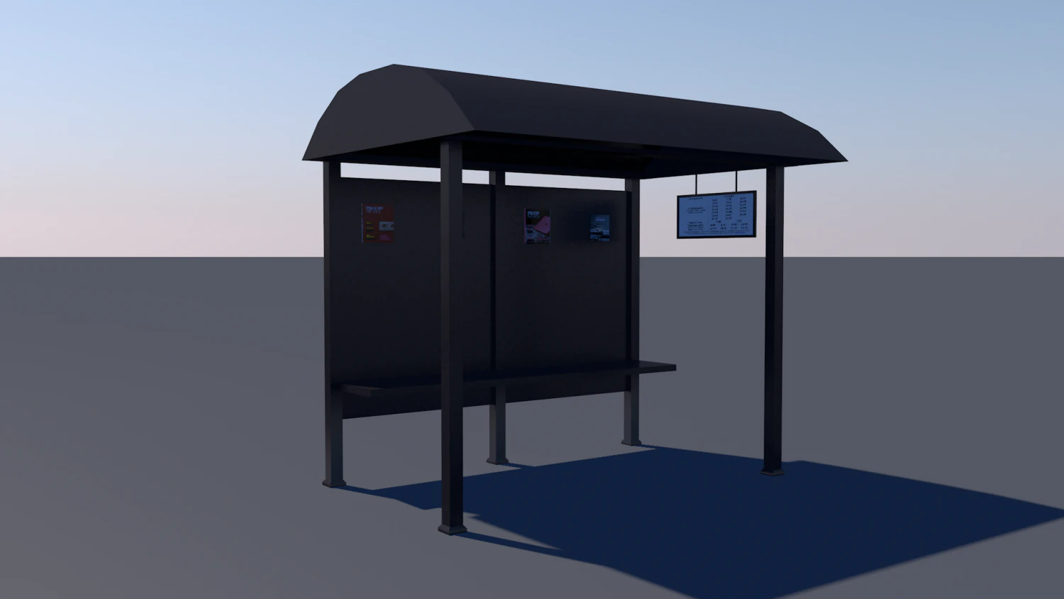 bus stop low-poly 3D Model .c4d .max .obj .3ds .fbx .stl .blend 