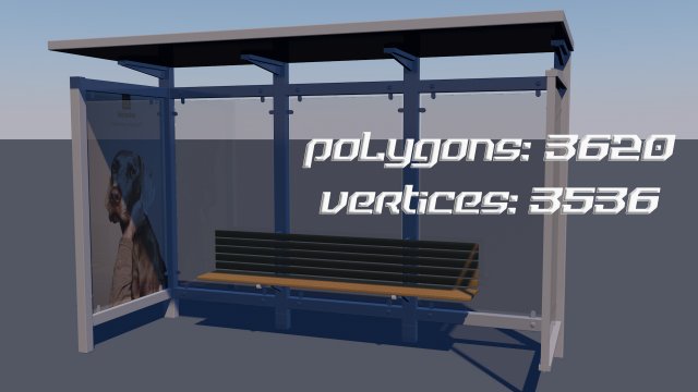 bus stop low-poly 3D Модель .c4d .max .obj .3ds .fbx .stl .blend 
