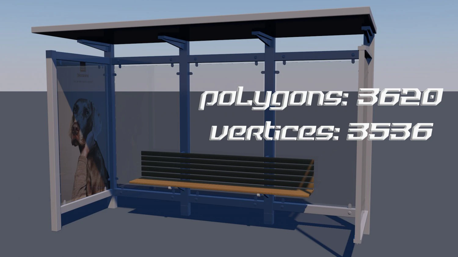 bus stop low-poly 3D Model .c4d .max .obj .3ds .fbx .stl .blend 