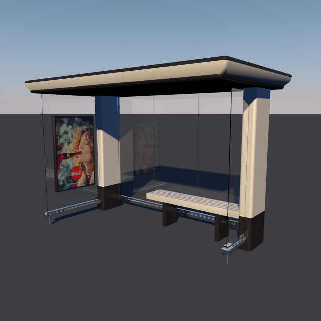 bus stop low-poly 3D मॉडल .c4d .max .obj .3ds .fbx .stl .blend 