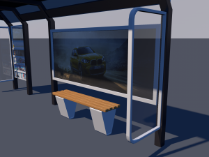 bus stop low-poly 3Dモデル