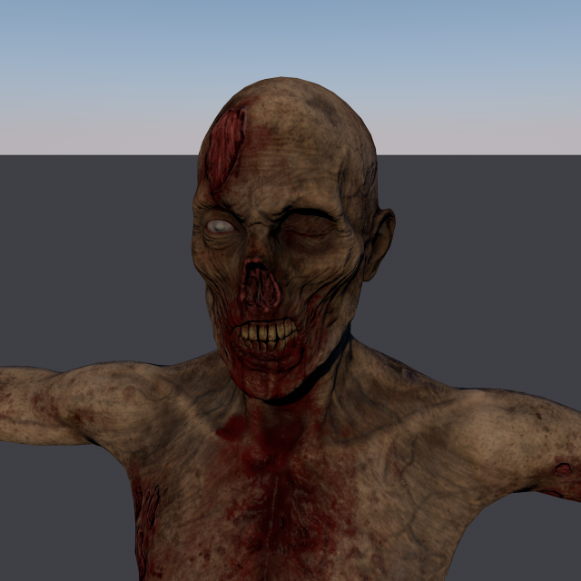 zombie low-poly 3D 模型 .c4d .max .obj .3ds .fbx .stl .blend 