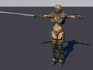 woman swordmaster - game ready low-poly 3D Model