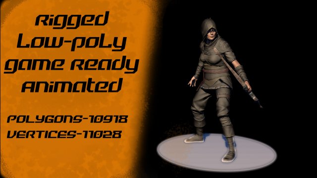 archer woman rigged animated low-poly 3D मॉडल .c4d .max .obj .3ds .fbx .stl .blend 