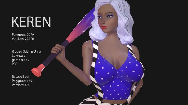 keren style vii girl 3D Model .c4d .max .obj .3ds .fbx .stl .blend 