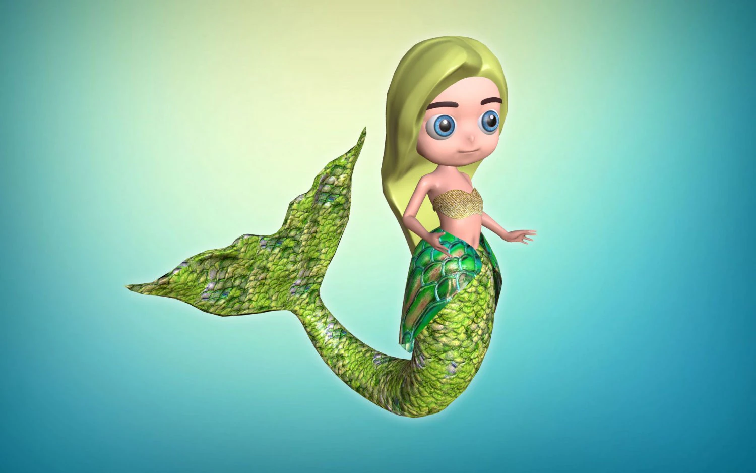 sweet mermaid 3D Model .c4d .max .obj .3ds .fbx .stl .blend 