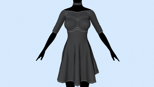 womens dress 4 3D in 3DExport