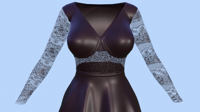 long dress 3D Model .c4d .max .obj .3ds .fbx .stl .blend 