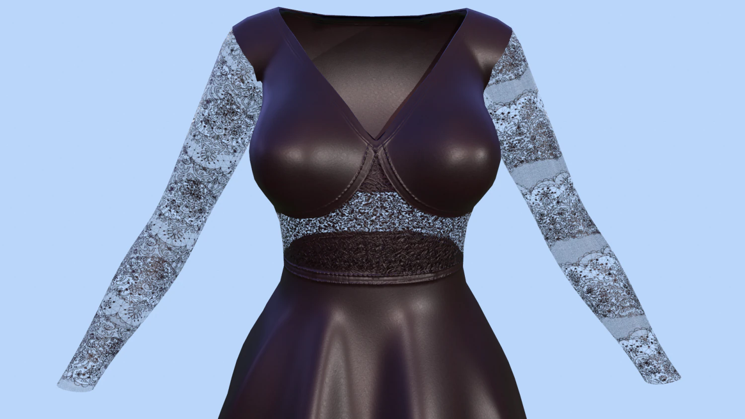 long dress 3D Model .c4d .max .obj .3ds .fbx .stl .blend 