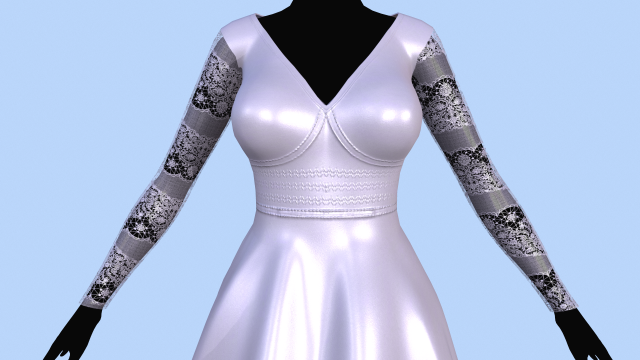wedding dress 3D Модель .c4d .max .obj .3ds .fbx .stl .blend 