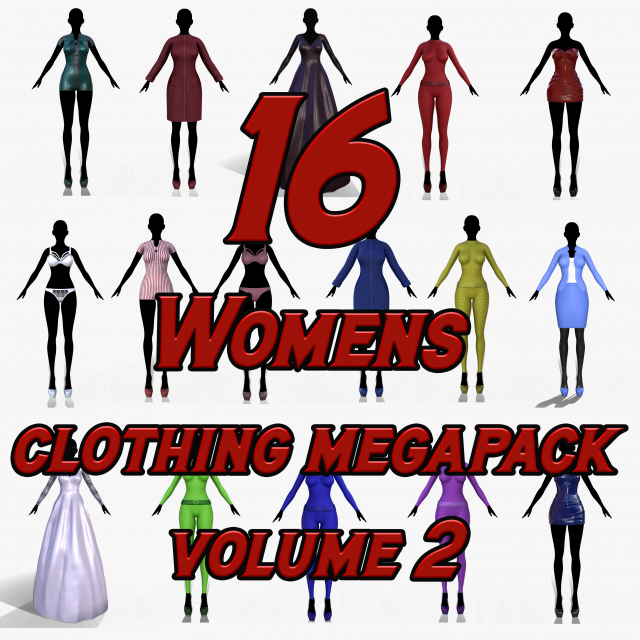 womens clothing megapack volume 2 3D 모델 .c4d .max .obj .3ds .fbx .stl .blend 