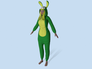 girl kigurumi bunny 3 Model 3D