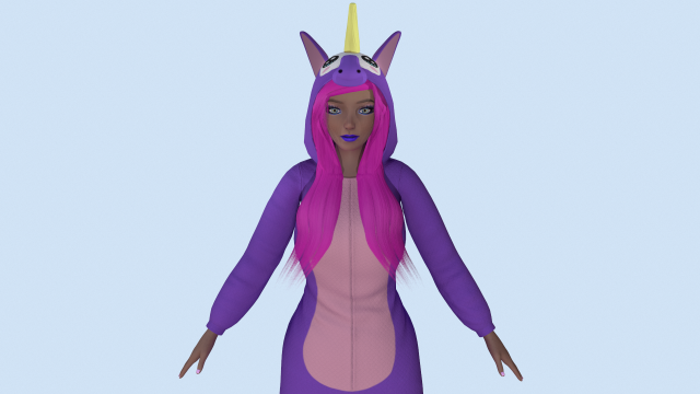 girl kigurumi unicorn 3D Model .c4d .max .obj .3ds .fbx .stl .blend 