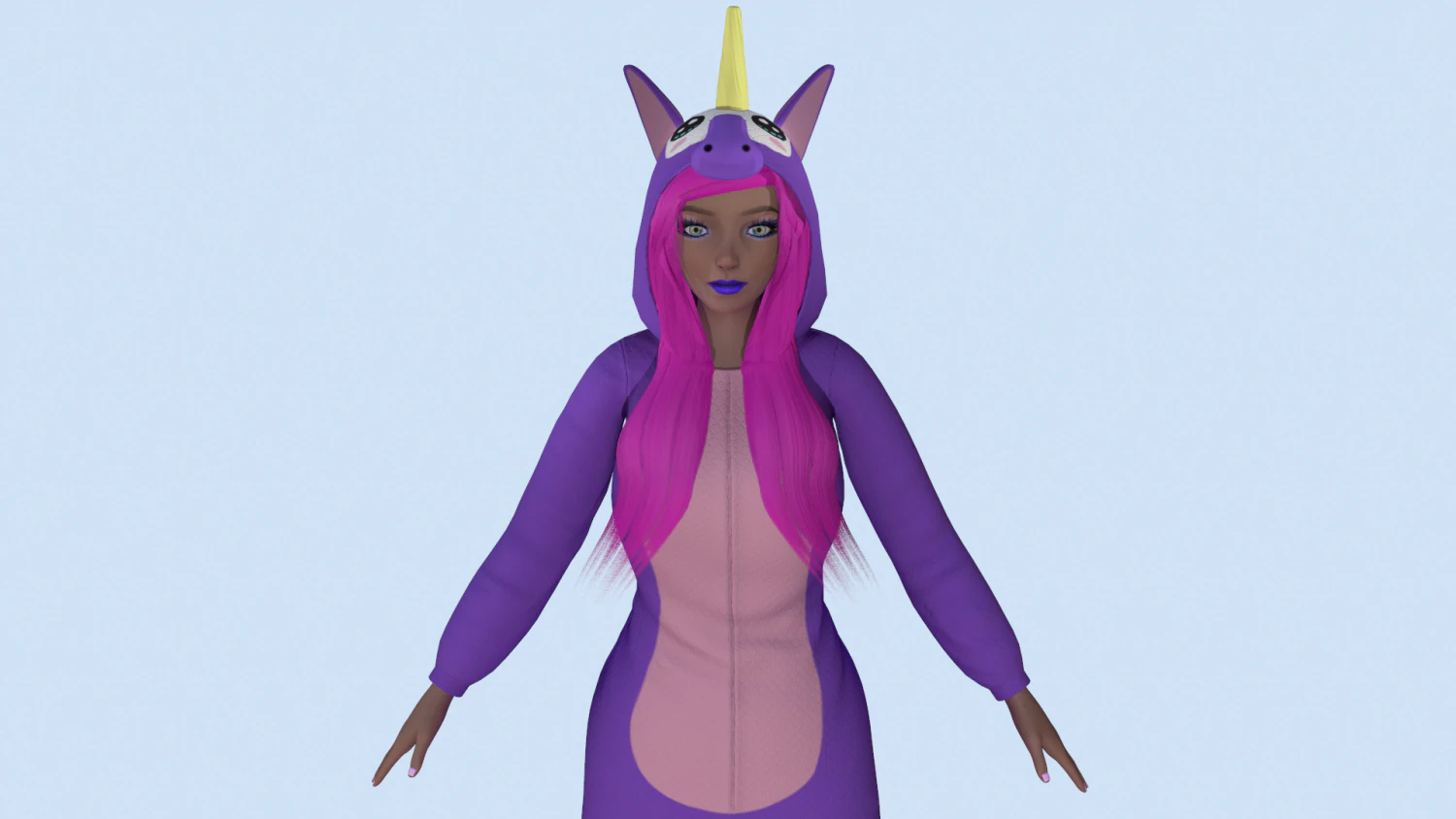 girl kigurumi unicorn 3D Model .c4d .max .obj .3ds .fbx .stl .blend 