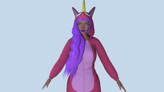 girl kigurumi unicorn 2 Modelo 3D .c4d .max .obj .3ds .fbx .stl .blend 