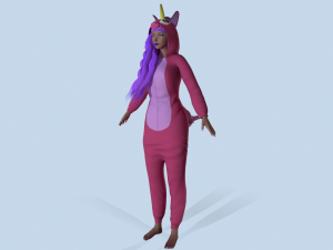 girl kigurumi unicorn 2 Modelo 3D
