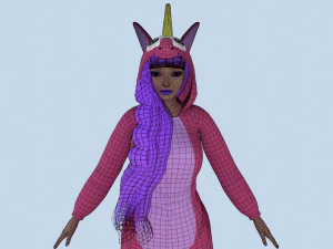 dziewczyna jednorożec kigurumi 2 Model 3D
