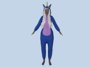 menina kigurumi unic&oacute;rnio 3 Modelo 3D