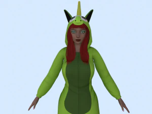 menina kigurumi unic&oacute;rnio 4 Modelo 3D