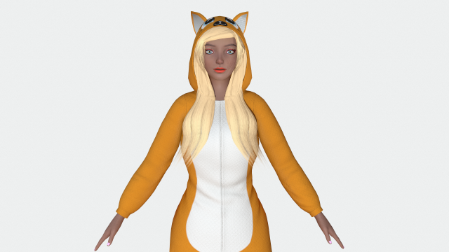 girl kigurumi cat Model 3D .c4d .max .obj .3ds .fbx .stl .blend 