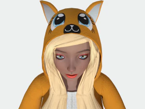 menina gato kigurumi Modelo 3D