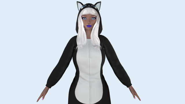girl kigurumi cat 2 3D Модель .c4d .max .obj .3ds .fbx .stl .blend 
