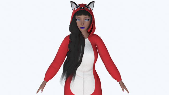 girl kigurumi cat 3 3D Model .c4d .max .obj .3ds .fbx .stl .blend 