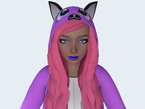 menina kigurumi gato 4 Modelo 3D